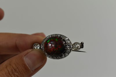 Lot 130 - A 19th century ammolite and diamond brooch,...