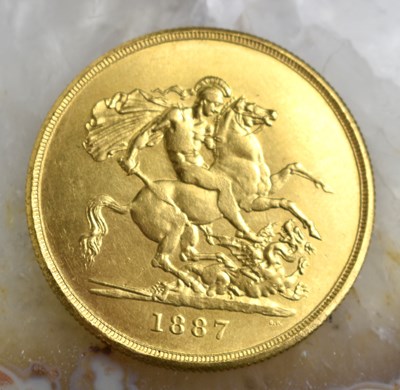 Lot 175 - A Queen Victoria gold five pound coin, Jubilee...