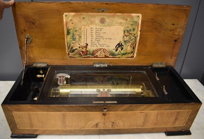 Lot 279 - A 19th century Swiss walnut cased music box,...