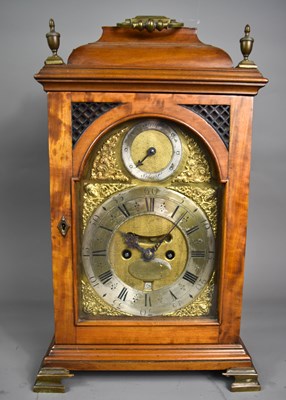 Lot 391 - A 19th century walnut cased bracket clock, the...