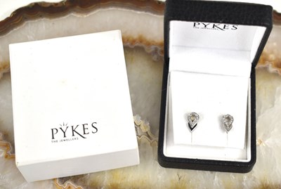 Lot 48 - A pair of 9ct gold and diamond teardrop...