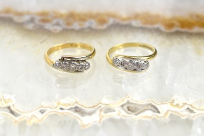 Lot 175 - Two 18ct gold and diamond rings, size L/K and...