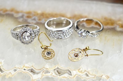 Lot 143 - A pair of 9ct gold earrings together with...