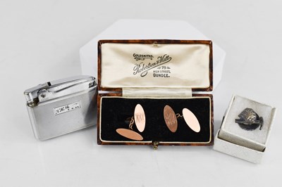 Lot 344 - A pair of 9ct gold cufflinks, of oval lozenge...