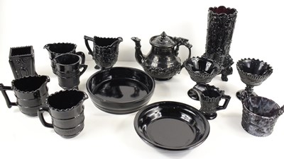Lot 36 - A collection of Victorian black glass to...