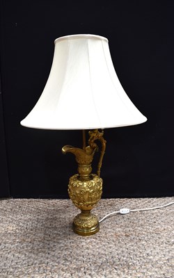 Lot 356a - A 19th century gilt metal table lamp, the lamp...