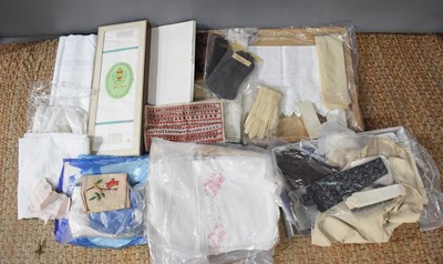 Lot 111 - A large collection of vintage gloves and linen...