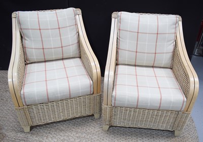 Lot 450a - A Pair of Dresser & Co wicker conservatory arm...
