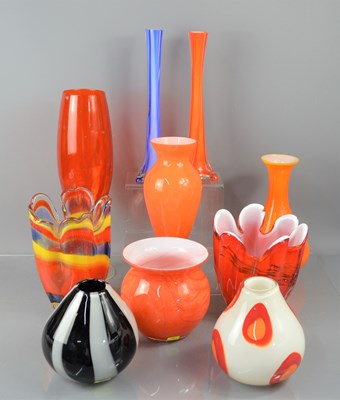 Lot 119a - A collection of studio and art glass vases,...