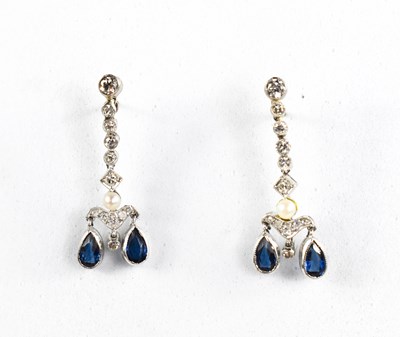 Lot 11 - An Art Deco 18ct gold, diamond and sapphire...