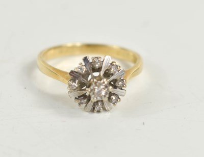 Lot 75 - An 18ct gold and diamond flowerhead ring, the...