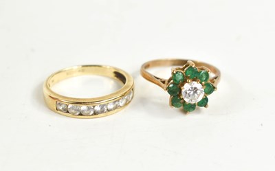 Lot 70 - A 9ct gold, emerald and cubic zirconia...
