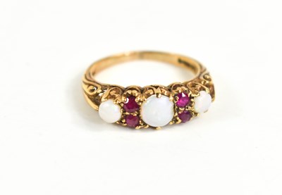 Lot 68 - A 9ct gold, opal and pink sapphire ring, the...