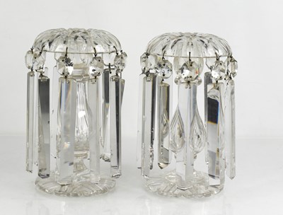 Lot 181 - A pair of 19th century glass lustres, with ten...