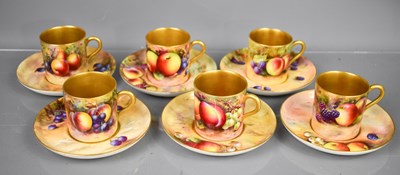 Lot 191 - A set of six Royal Worcester coffee cans and...