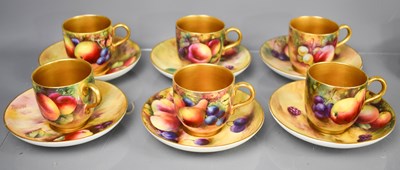 Lot 192 - A set of six Royal Worcester cups and saucers,...