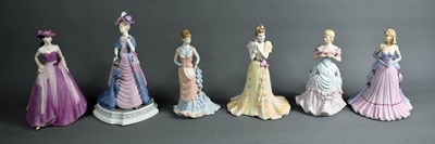 Lot 25 - Six Coalport bisque porcelain ladies: Turn of...