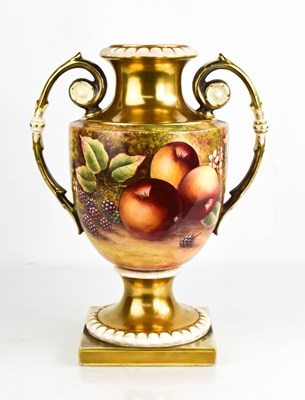 Lot 190 - A large Royal Worcester pedestal vase, painted...