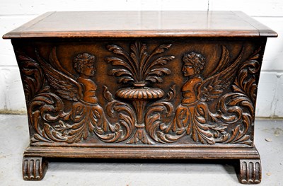 Lot 339 - An Italian carved cofferette / chest of small...