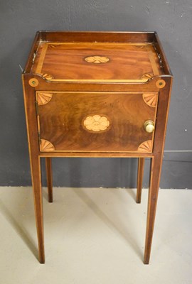 Lot 369 - A 19th century mahogany marquetry inlaid pot...