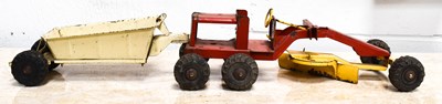 Lot 349 - A vintage metal toy earth scraper with dump...