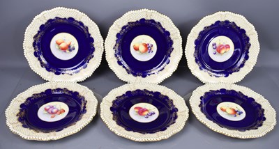 Lot 188 - A set of six Royal Worcester dessert plates,...