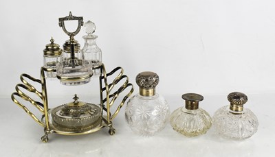 Lot 320 - Three cut glass silver hallmarked dressing...