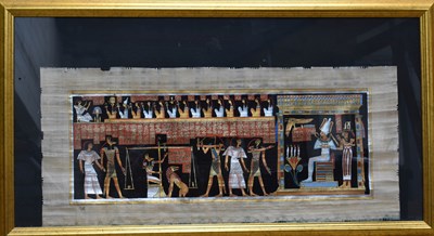 Lot 289 - An Egyptian gouache on parchment paper scroll,...