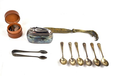 Lot 208 - A set of six silver teaspoons together with a...