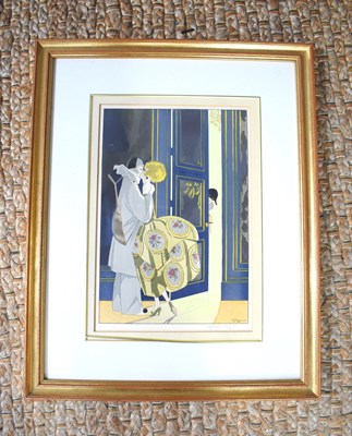 Lot 401 - Tilo (20th century): Pierrot embracing lady...