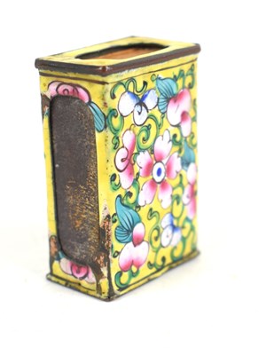 Lot 10 - A Chinese enamel matchbox cover decorated with...