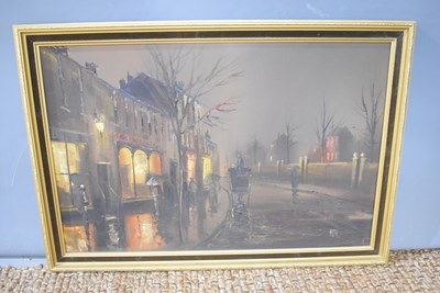 Lot 400 - Hilton (20th century): Night time street scene,...