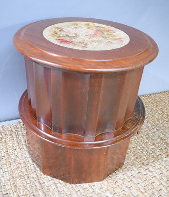 Lot 431 - A Victorian mahogany cylindrical commode, step...