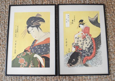 Lot 33 - A pair of Japanese woodblock prints, depicting...
