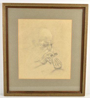 Lot 397 - A pencil sketch of an elderly gentleman...