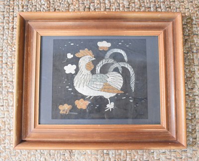 Lot 355 - An early 20th century silkwork panel depicting...
