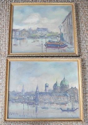 Lot 388 - A pair of 20th century oil on board Venetian...