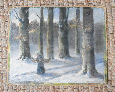 Lot 392 - An early 20th century oil on board, depicting...
