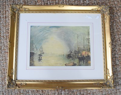 Lot 393 - An early 20th century watercolour of ships on...