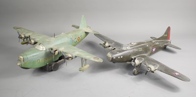 Lot 227 - Two scratch built wooden model aeroplanes,...