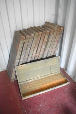 Lot 221 - A group of twelve wooden military crates,...