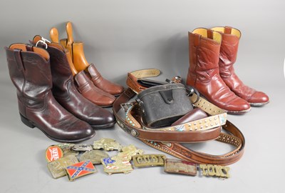 Lot 199 - Two pairs of vintage leather cowboy boots...