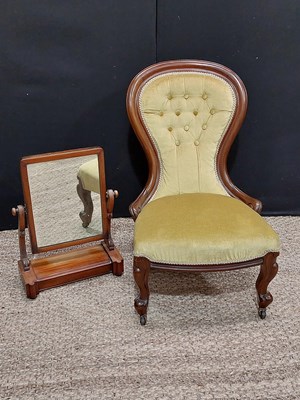 Lot 432 - A Victorian mahogany framed nursing chair with...