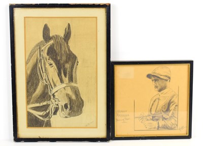 Lot 367 - A charcoal sketch of a horses head, signed HCB...