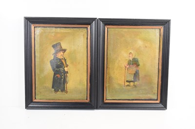 Lot 371 - Two 20th century oil on canvas caricature...