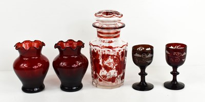 Lot 59 - A group of antique ruby glass, to include a...