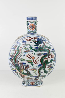 Lot 18 - A 20th century Chinese polychrome moon flask,...
