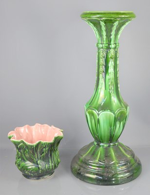 Lot 158 - A Victorian green Majolica type Jardiniere on...