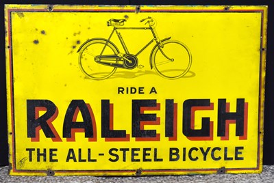 Lot 144 - A vintage Raleigh enamel advertising...