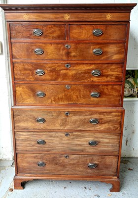 Lot 453A - A 19th century mahogany chest on chest,...